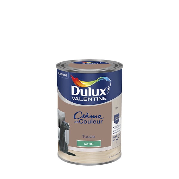 DULUX VALENTINE - Peinture Crème de Couleur - Taupe - Satin - 1,25L - large