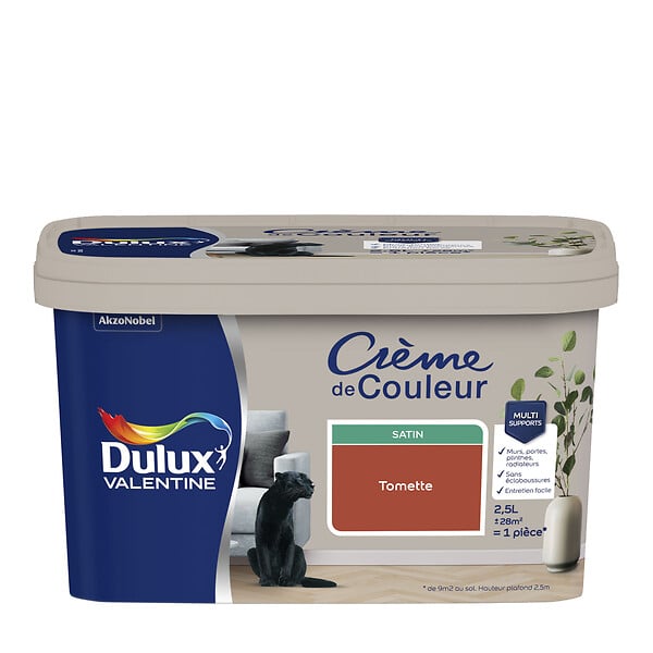 DULUX VALENTINE - Peinture Crème de Couleur - Tomette - Satin - 2,5L - large