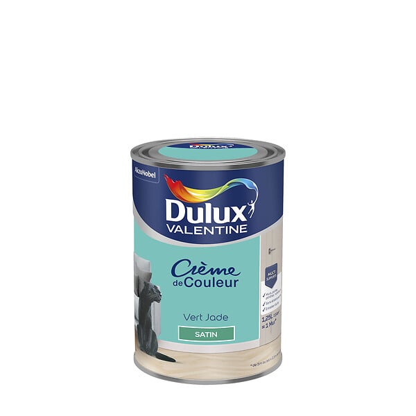 DULUX VALENTINE - Peinture Crème de Couleur - Vert Jade - Satin - 1,25L - large