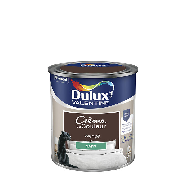 DULUX VALENTINE - Peinture Crème de Couleur - Wengé - Satin - 0,5L - large