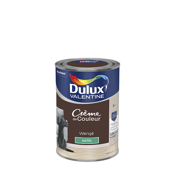 DULUX VALENTINE - Peinture Crème de Couleur - Wengé - Satin - 1,25L - large