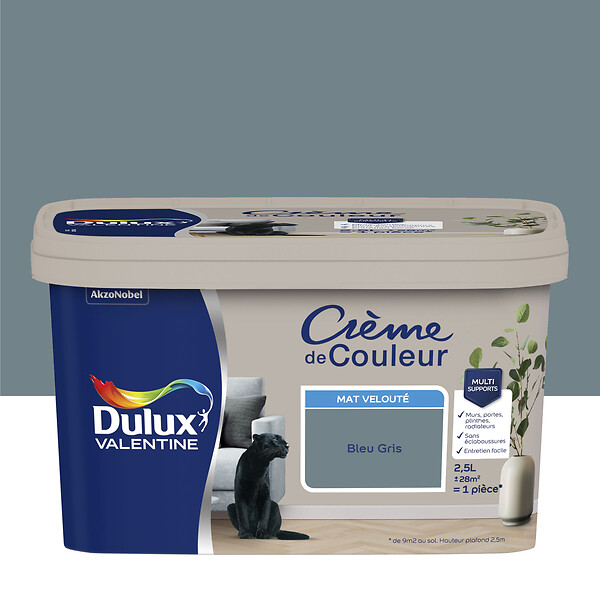 DULUX - Peinture Crème de Couleur - Bleu Gris - Mat - 2,5L - large