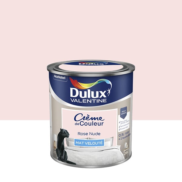 DULUX VALENTINE - Peinture Crème de Couleur - Rose Nude - Mat - 0,5L - large