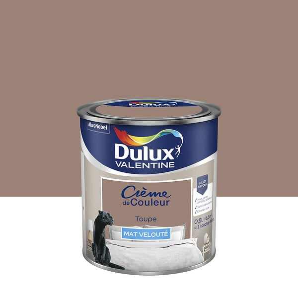 DULUX VALENTINE - Peinture Crème de Couleur - Taupe - Mat - 0,5L - large