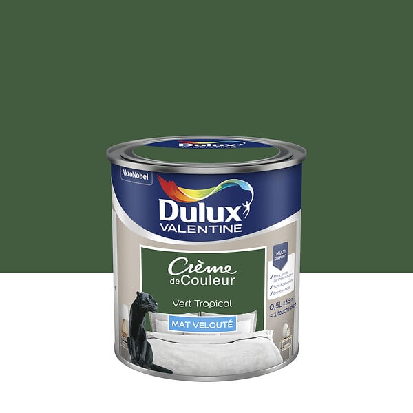 DULUX VALENTINE - Peinture Crème de Couleur - Vert Tropical - Mat - 0,5L - large