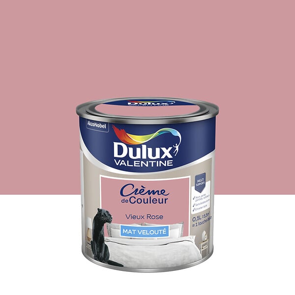 DULUX VALENTINE - Peinture Crème de Couleur - Vieux Rose - Mat - 0,5L - large