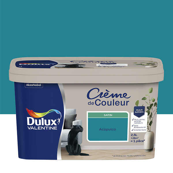 DULUX VALENTINE - Peinture Crème de Couleur - Acapulco - Satin - 2,5L - large
