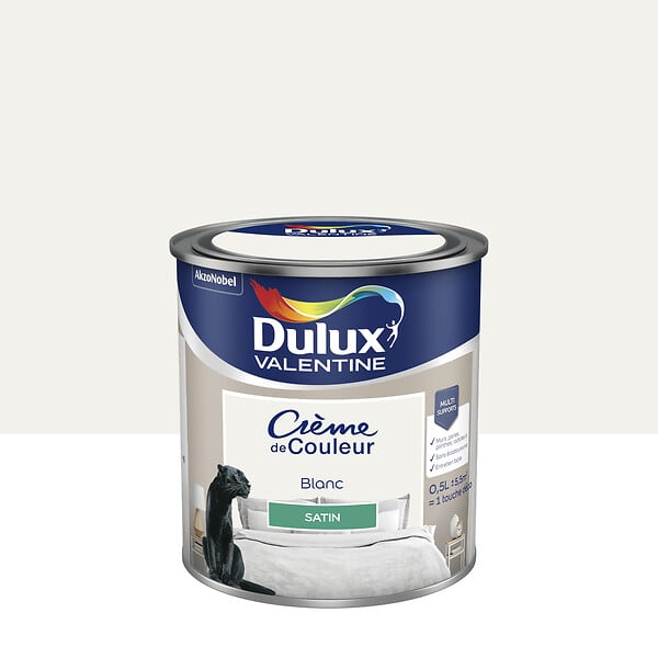 DULUX VALENTINE - Peinture Crème de Couleur - Blanc - Satin - 0,5L - large