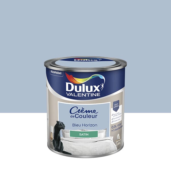 DULUX VALENTINE - Peinture Crème de Couleur - Bleu Horizon - Satin - 0,5L - large