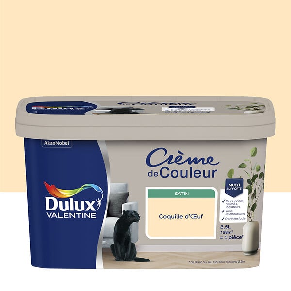 DULUX VALENTINE - Peinture Crème de Couleur Coquille d'œuf Satin 2,5L - large