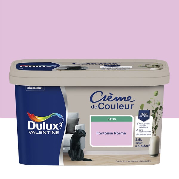 DULUX VALENTINE - Peinture multi-supports satinée - Fantaisie Parme - 2,5L - large