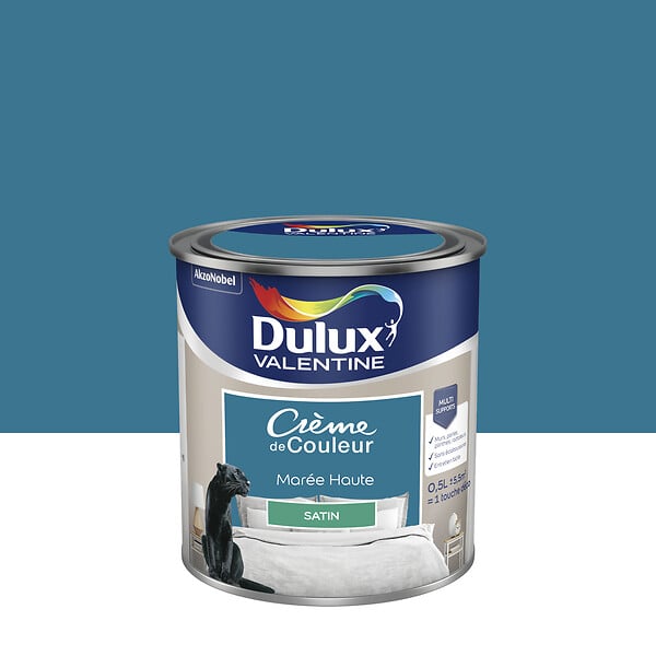 DULUX VALENTINE - Peinture Crème de Couleur - Marée Haute - Satin - 0,5L - large
