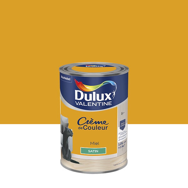 DULUX VALENTINE - Peinture Crème de Couleur - Miel - Satin - 1,25L - large