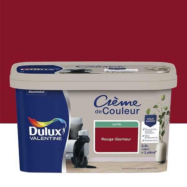 DULUX VALENTINE - Peinture intérieure Crème de Couleur - Rouge Glamour - 2,5L - large
