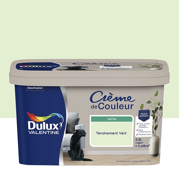 DULUX VALENTINE - Peinture multi-supports - Satin - Tendrement Vert - 2,5L - large