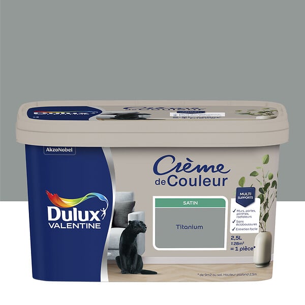 DULUX VALENTINE - Peinture Crème de Couleur - Titanium - Satin - 2,5L - large