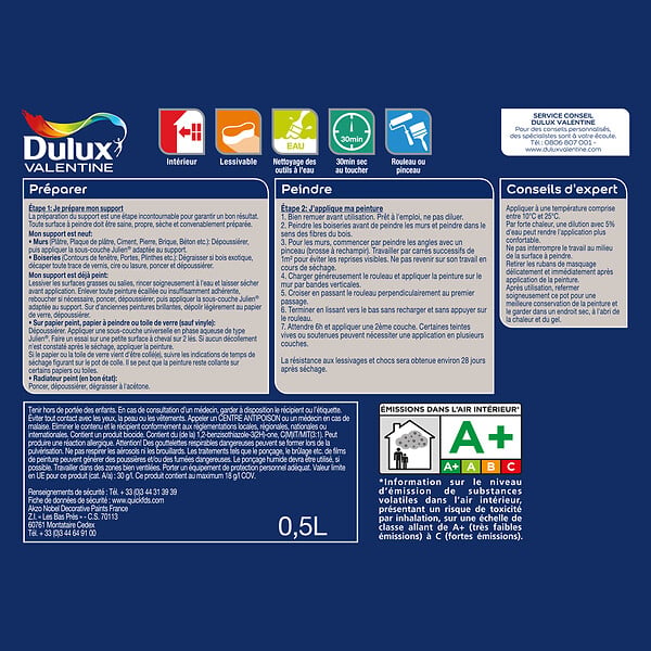 DULUX VALENTINE - Peinture Crème de Couleur - Biscuit - Mat - 0,5L - large