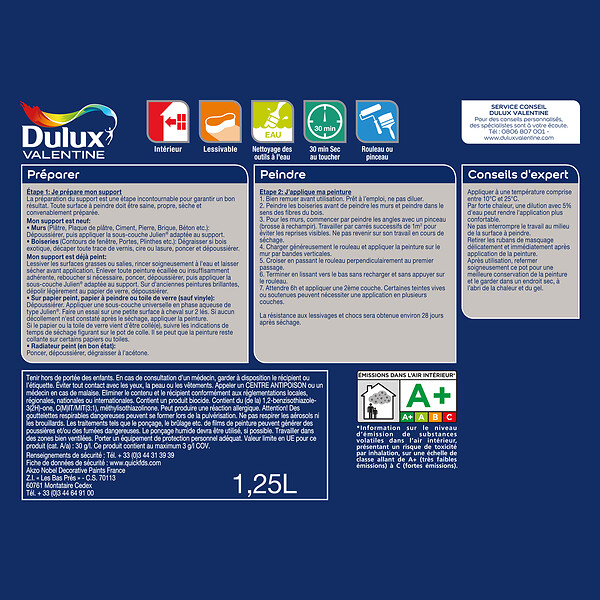 DULUX VALENTINE - Peinture Crème de Couleur - Pamplemousse - Satin - 1,25L - large