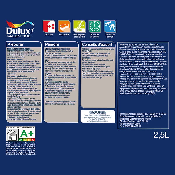 DULUX VALENTINE - Peinture Crème de Couleur - Rouge Design - Satin - 2,5L - large