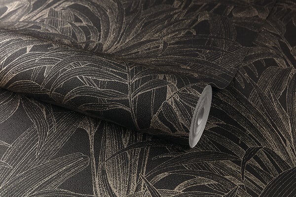 GRANDECO - Papier vinyle motif aliare noir-or - large