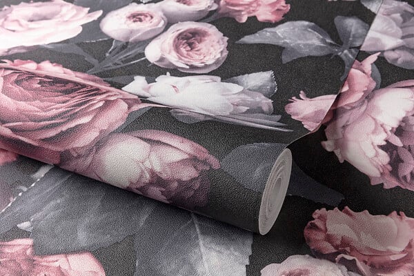 GRANDECO - Papier vinyle intissé Newfiori - Motif Rose - large