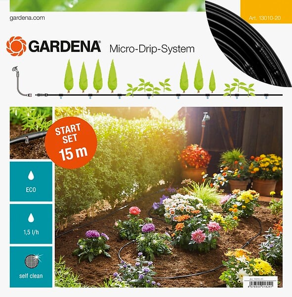 GARDENA - Kit goutte-à-goutte - Initiation rangées plantes S - 15 m - large