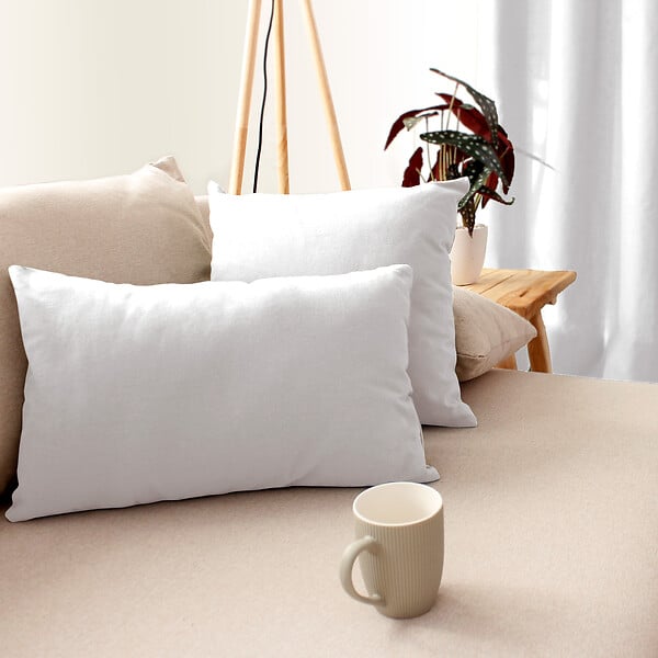 C MA DECO - Coussin déhoussable en coton - Blanc - 40x40cm - large