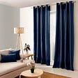 C MA DECO - Rideau en coton 8 œillets - Bleu marine - L.135xH.240cm - vignette