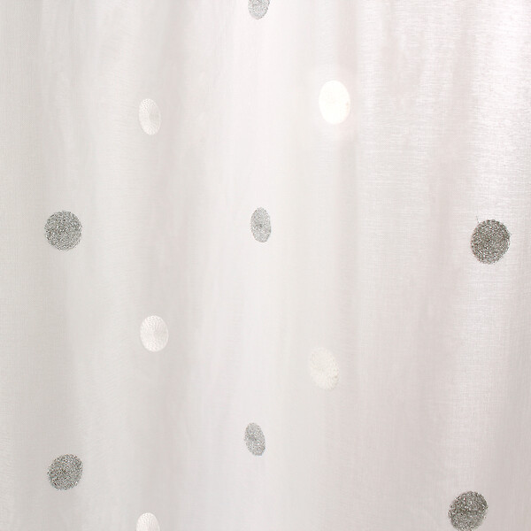 C MA DECO - Paire de voilages pois brodé - Blanc argent - 2x60x160cm - large