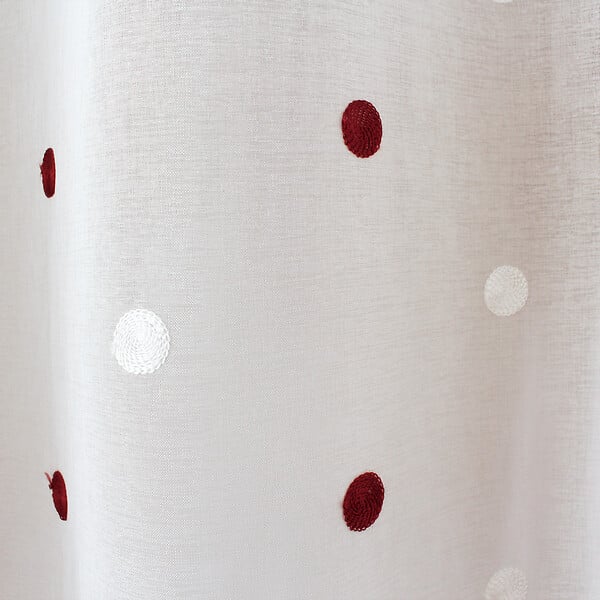 C MA DECO - Voilage pois brodé - Bordeaux blanc - 2x60x120cm - large
