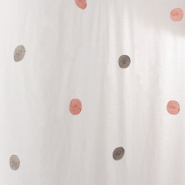 C MA DECO - Paire de voilages pois brodé finition droite 2x60x90cm gris rose - large
