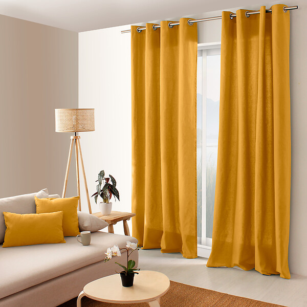 C MA DECO - Rideau coton 8 œillets - Moutarde - L.135xl.240cm - large