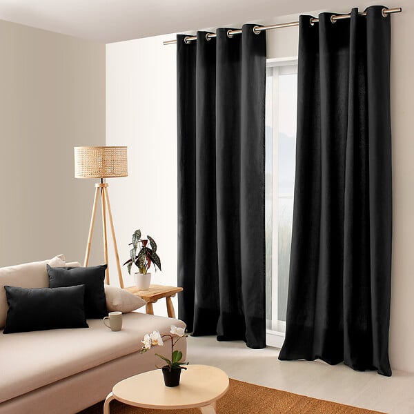 C MA DECO - Rideau en coton - Œillets - Noir - 135x240cm - large