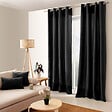 C MA DECO - Rideau en coton - Œillets - Noir - 135x240cm - vignette