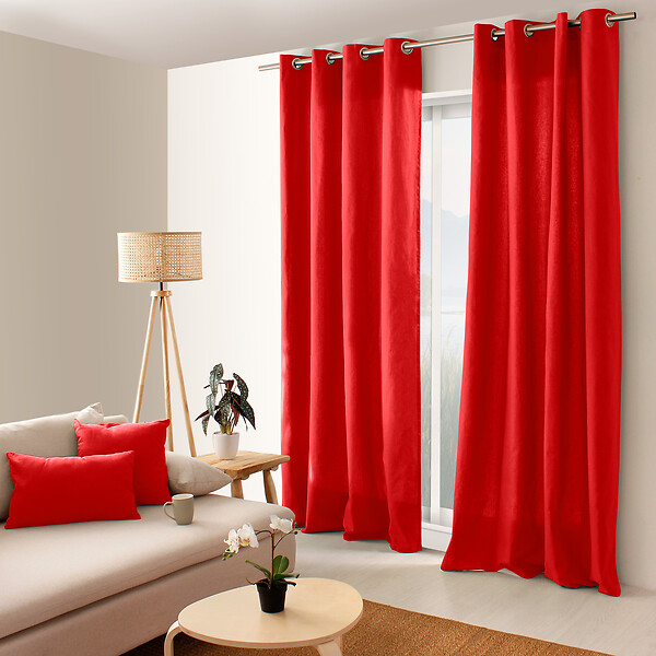 C MA DECO - Rideau coton à œillets - rouge - L.135xH.240cm - large