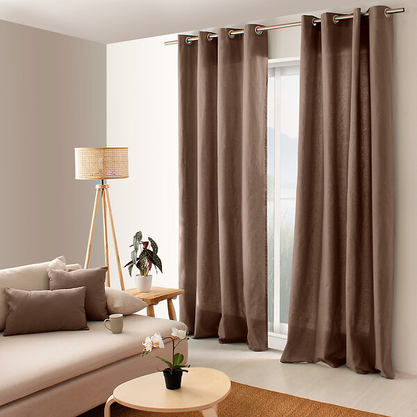 C MA DECO - Rideau en coton - Œillets - Vison - 135x240cm - large