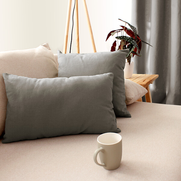 C MA DECO - Coussin non déhoussable 30x50cm coloris gris - large