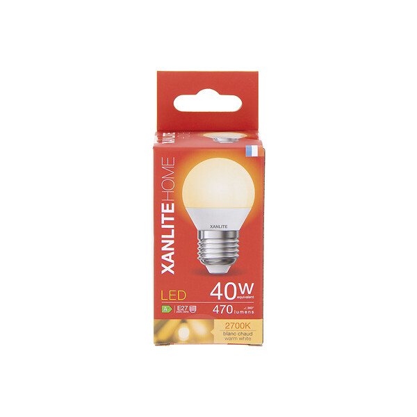 XANLITE - Ampoule SMD LED P45 Opaque, culot E27, 470 Lumens, équivalence 40 W, - large