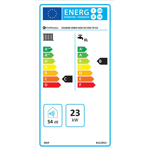CHAFFOTEAU - Chaudière Gaz BasNox Urbia Nox Chaffoteaux 24 kW VMC Complète (Douilles + Dosseret) avec Thermostat Filaire - large