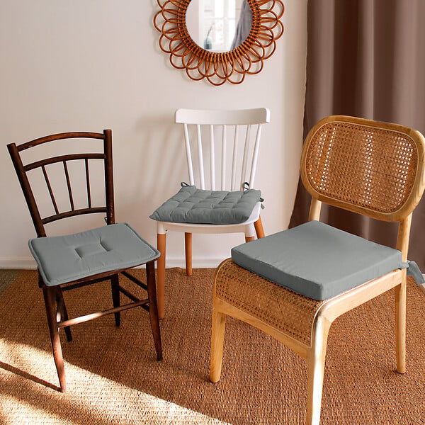 C MA DECO - Galette de chaise piquée 16 pts - Gris - L.38xl.38xEp.5cm - large