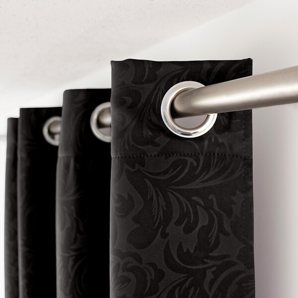 C MA DECO - Rideau occultant motif frappé, 8 oeillets 140x240cm noir - large