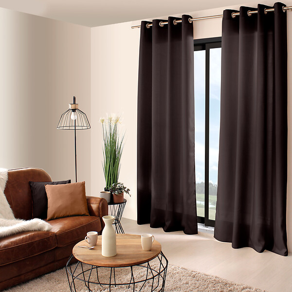 C MA DECO - Rideau 8 œillets en polyester noir - 140x240cm - large