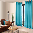 C MA DECO - Rideau à œillets en polyester - Turquoise - H.240xL.140cm - vignette