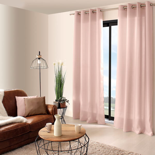 C MA DECO - Rideau 8 œillets 140x240cm vieux rose - large