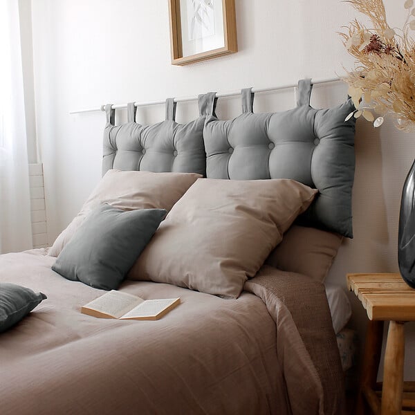 C MA DECO - Tête de lit matelassée 70x45cm - Gris - large