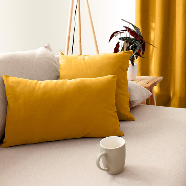 C MA DECO - Coussin déhoussable 40x40cm coloris moutarde - large