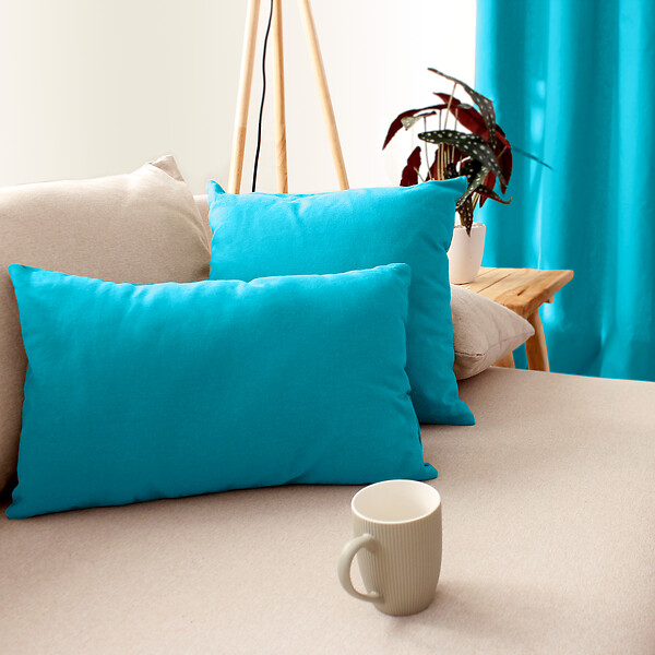 C MA DECO - Coussin déhoussable carré - Turquoise - 40 x 40cm - large