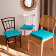 C MA DECO - Galette de chaise avec nouettes - Turquoise - 40x40cm - vignette