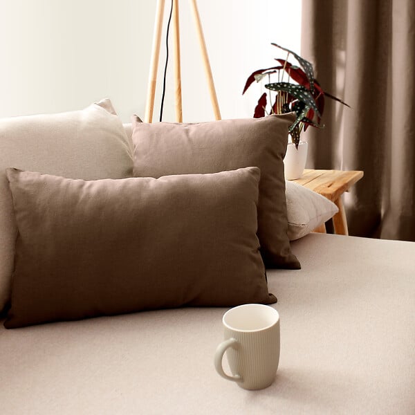 C MA DECO - Coussin non déhoussable en coton - Vison - 30x50cm - large