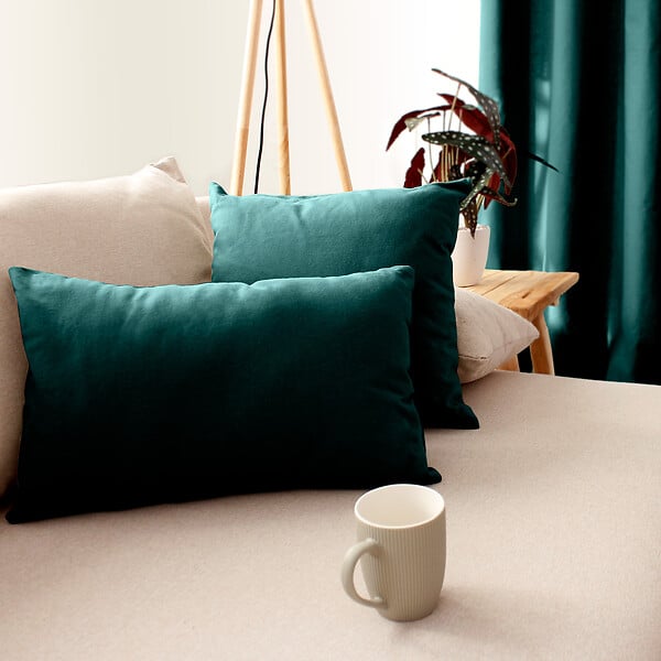 C MA DECO - Coussin déhoussable 40x40cm coloris vert foncé - large